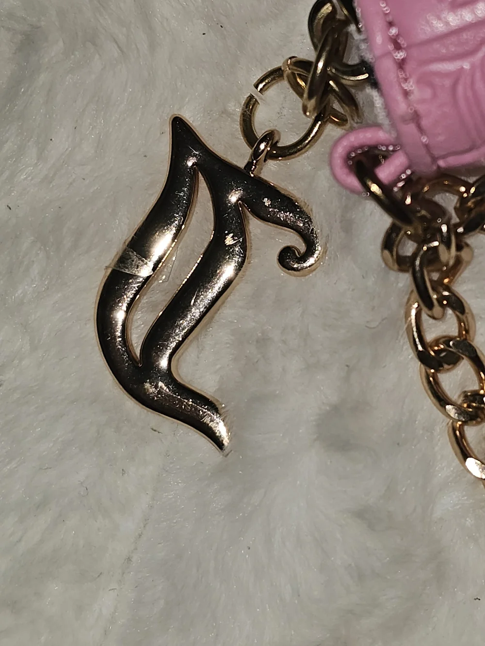 Juicy Couture Pink Quilted Embossed Wallet with Gold Chain